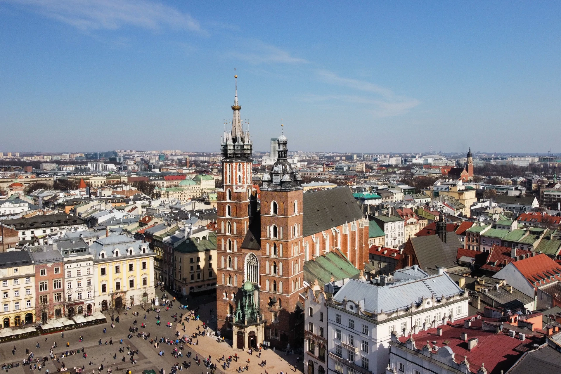 Widok na Kraków z lotu ptaka